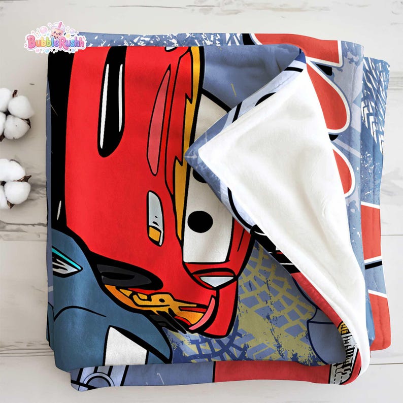 Custom Name Cars Movie Blanket, Lightning McQueen Blanket, Cars Land Blanket, Birthday Boy Gifts Fleece Blanket image 3