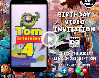 Toy Story VIDEO Invitation, Toy Story Birthday Invitation, Digital Editable Video Birthday Template, Party Buzz Lightyear Woody Birthday