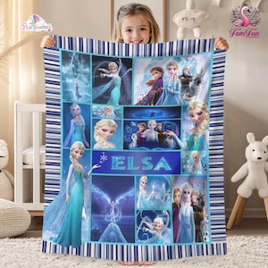 Personalized Frozen Movie Blanket, Frozen Elsa Anna Olaf DisneyWorld Blanket, Christmas Gift, Cartoon Fleece Blanket, Cartoon Quilt image 1