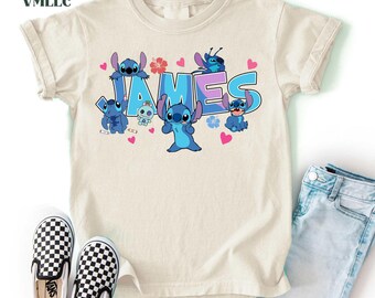 Stitch Custom Name Shirt, Stitch Birthday T-Shirt, Stitch Matching Family Tee, Personalized Stitch Birthday T-shirt, Family Disneytrip Tees