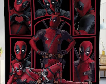 Deadpool Fleece Blanket, Avengers Blanket, Superhero Fan Quilt Blanket, Deadpool Blanket, Deadpool 3, Superhero Blanket for Sofa