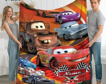 Personalized Cars Movie Blanket, Cars Land Blanket, Lightning Mcqueen Blanket, Doc Hudson Tow Mater Blanket, Cars Birthday Gifts Blanket