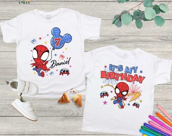 Personalized Spidey Birthday T-Shirt, Custom Spiderman It's My Birthday Tee, Spidey and His Amazing Friends, Birthday Boy Gifts
