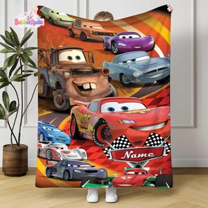 Personalized Cars Movie Blanket, Cars Land Blanket, Lightning Mcqueen Blanket, Doc Hudson Tow Mater Blanket, Cars Birthday Gifts Blanket image 2