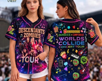 Disneyworld Descendants Zombies 4 Camp Rock Worlds Collide Concert Tour Baseball Jersey, Disneyland Music Festival 2026 Crop Top Baseball