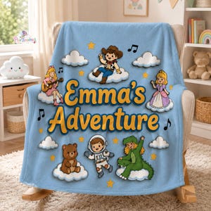 Personalized Toy Story 5 Blanket, Custom Name Disneytrip Toy Story Blanket, Pixar Toy Story 5 Kids Blanket, Toy Story 5 Gift for Boy, Girl image 2