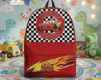 Mochila de Rayo McQueen de Cars, mochila de DisneyCars, mochila para la vuelta al cole, mochila de dibujos animados de Disneyland Pixar, mochila infantil