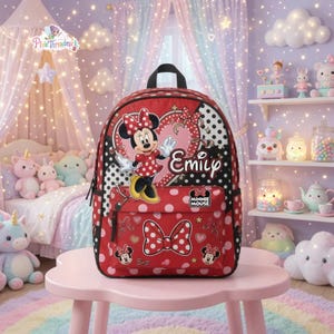 Custom Name Cute Minnie Mouse Backpack, Disneyland Back To School Bag, Kids Cartoon Backpack, Back To School, Gift For Kids Girls afbeelding 2