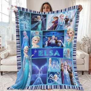 Personalized Frozen Movie Blanket, Frozen Elsa Anna Olaf DisneyWorld Blanket, Christmas Gift, Cartoon Fleece Blanket, Cartoon Quilt image 3