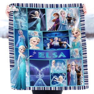 Personalized Frozen Movie Blanket, Frozen Elsa Anna Olaf DisneyWorld Blanket, Christmas Gift, Cartoon Fleece Blanket, Cartoon Quilt image 2