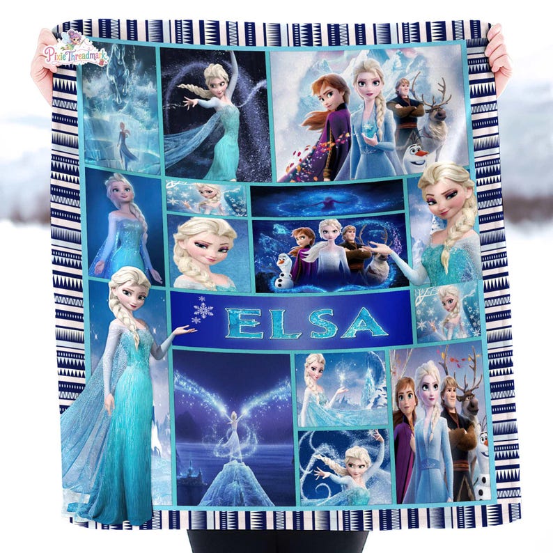 Personalized Frozen Movie Blanket, Frozen Elsa Anna Olaf DisneyWorld Blanket, Christmas Gift, Cartoon Fleece Blanket, Cartoon Quilt image 2