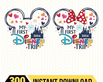 My First Disneyland Trip 2026 PNG, Mickey Minnie Couple png, Family Trip 2026, Disneyland Vacation Family Download