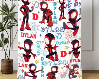 Personalized Spider Fleece Blanket, Spidermand Blanket, Gifts for Kids, Birthday Gifts, Throw Blanket for Couch Sofa, Home Decor
