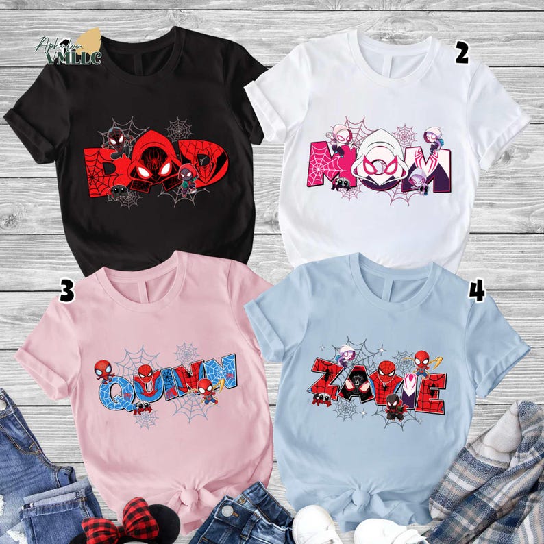 Custom Spidey and His Amazing Friends Shirt, Spiderman Family Shirts, Custom Kid Name Shirt, Family Matching Shirt,Super Hero Birthday Shirt bild 1