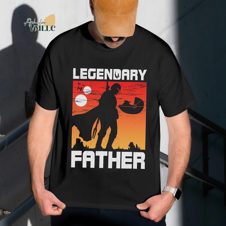 Legendary Father Shirt, Mandalorian Dad Shirt, StarWars Dad Gift, Fathers Day Gift For Dad, Bounty Hunter Dad Tee Bild 1