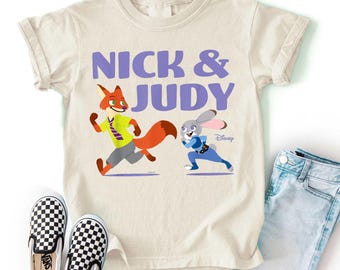 Nick And Judy Zootopia Tee, Coquette Bow Disney Zootopia Shirt, Zootropolis Judy Hopps Nick Wilde Movie,Zootopia 2 Disney Tee