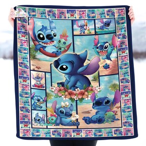 Manta de dibujos animados de Stitch, manta de Stitch para regalos de Navidad, manta de Stitch de Disneyworld, Lilo y Stitch, regalo de Banket para bebé imagen 2