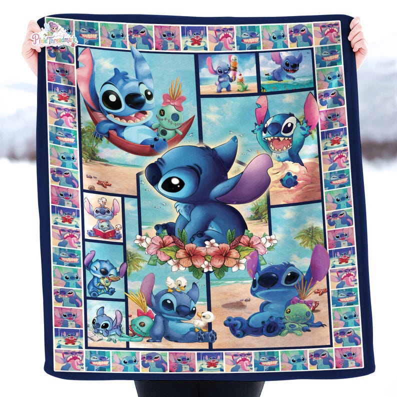 Manta de dibujos animados de Stitch, manta de Stitch para regalos de Navidad, manta de Stitch de Disneyworld, Lilo y Stitch, regalo de Banket para bebé imagen 2