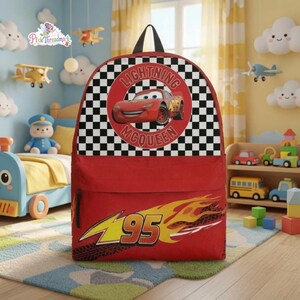 Lightning McQueen Cars Backpack, DisneyCars Backpack, Back to School Bag, Disneyland Pixar Cartoon Bag, Kids Backpack image 2