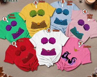 Little Mermaid Matching Costume Shirt, Little Mermaid Shirt, Family Matching Shirt, Disneyland Movie Shirt, Little Mermaid Characters Tee