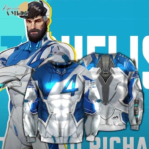 Fantastic Four Mr Fantastic 3D Full Over Print Hoodie, Reed Richards Cosplay, Fantastic Four Halloween Costume, MCU Rivals Gift for Gamers