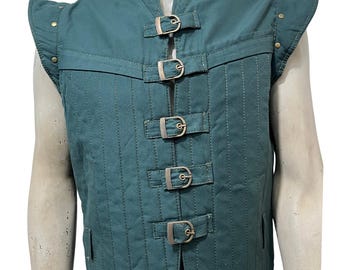 Flynn Rider Cosplay Vest: Blue Canvas Renaissance Jerkin