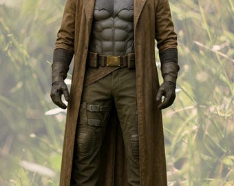 Dark Vigilante Armor Costume Set | Tactical Superhero Suit with Long Coat |  Cosplay Outfit