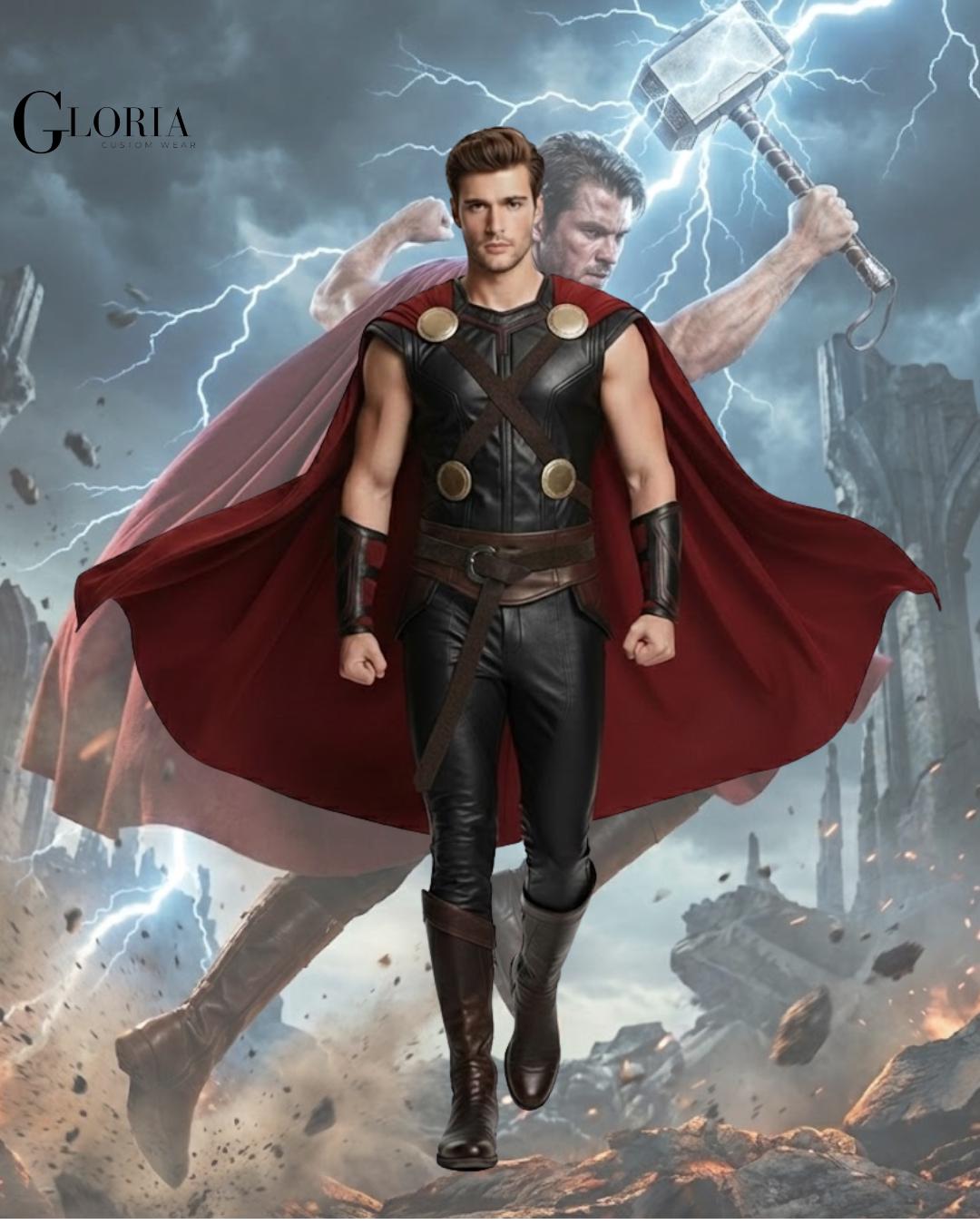 Keland Mittelalter Umhang Thor Kostüm Für Damen Und Herren – Samt Rot Mit Wikinger Brosche
