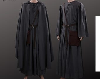 Medieval Monk Robe Costume: Jedi Cosplay Outfit with Belt