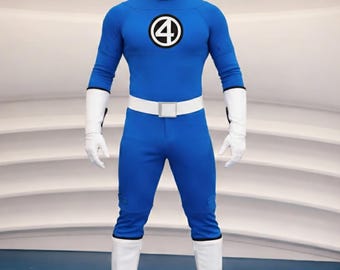Blue Superhero 4 Costume – Stretch Cosplay Bodysuit for Men