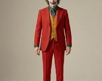 Joker Joaquin Phoenix Red Suit Costume – Blazer, Vest, Pants (Custom Size)