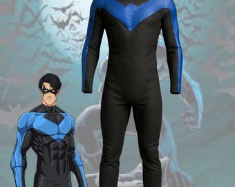 Nightwing Cosplay Suit: Custom Fit Superhero Jumpsuit & Gloves