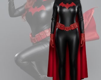 Disfraz de mujer murciélago roja / Disfraz de heroína femenina / Comic Con / Disfraz de superhéroe de Halloween