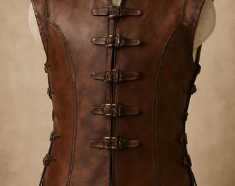 Handmade Leather Medieval Vest: Renaissance Armor, LARP Cosplay