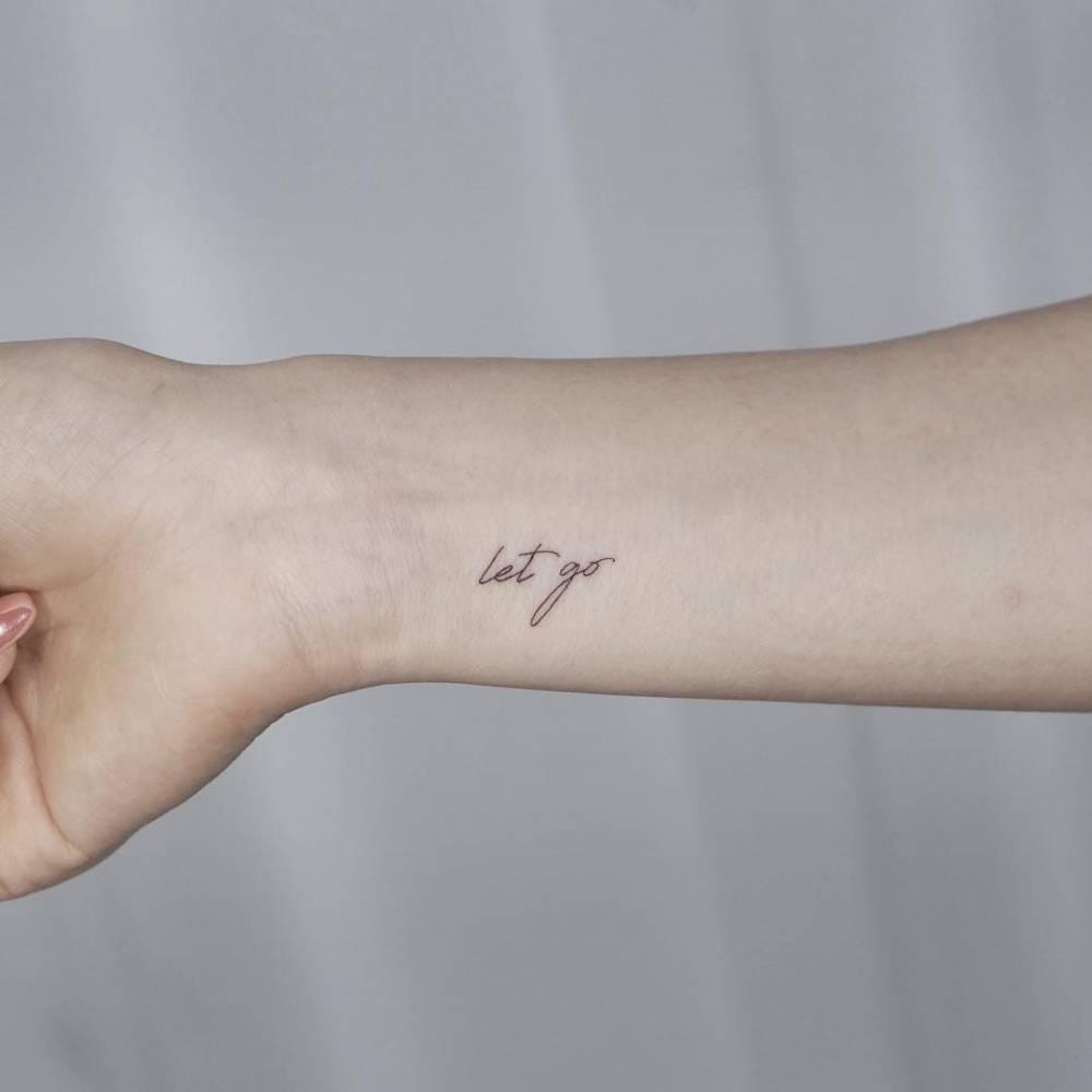 Let Go Temporary Tattoos - Set of 3 Simple Word Tattoo Small Meaningful Tattoo Script tattoo, Cute Small Gift