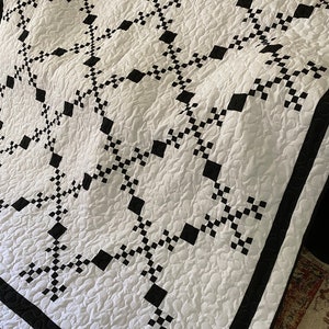 Quilt Black and White Single Irish Chain Queen Made to Order