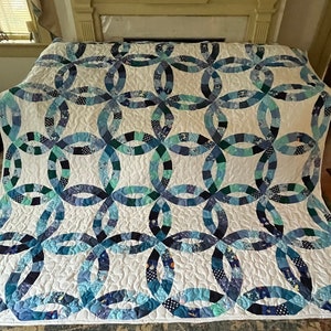 Quilt king Blue Scrappy Double Wedding