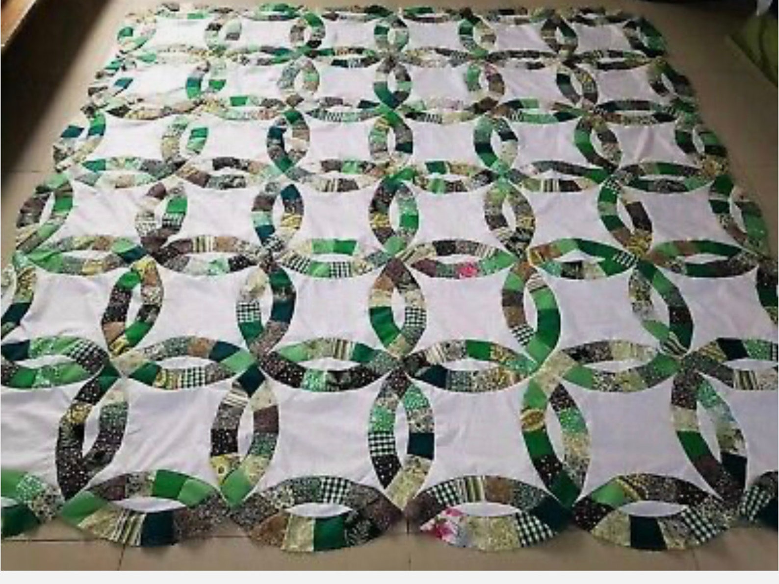 Quilt Green Double Wedding Ring Queen Made to Order Etsy