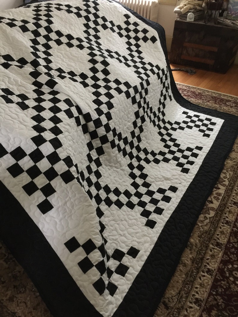 Quilt Black and White Double Irish Chain Queen image 1