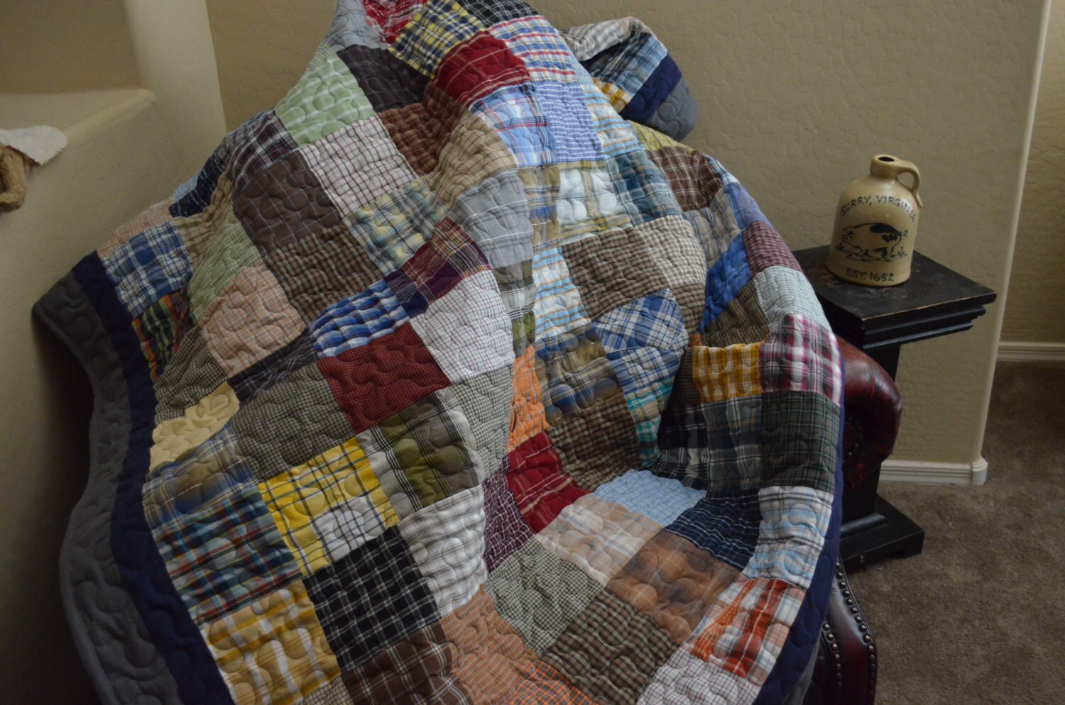 Quilt Upcycle Repurpose Reuse GREEN Men's Plaid Dress - Etsy