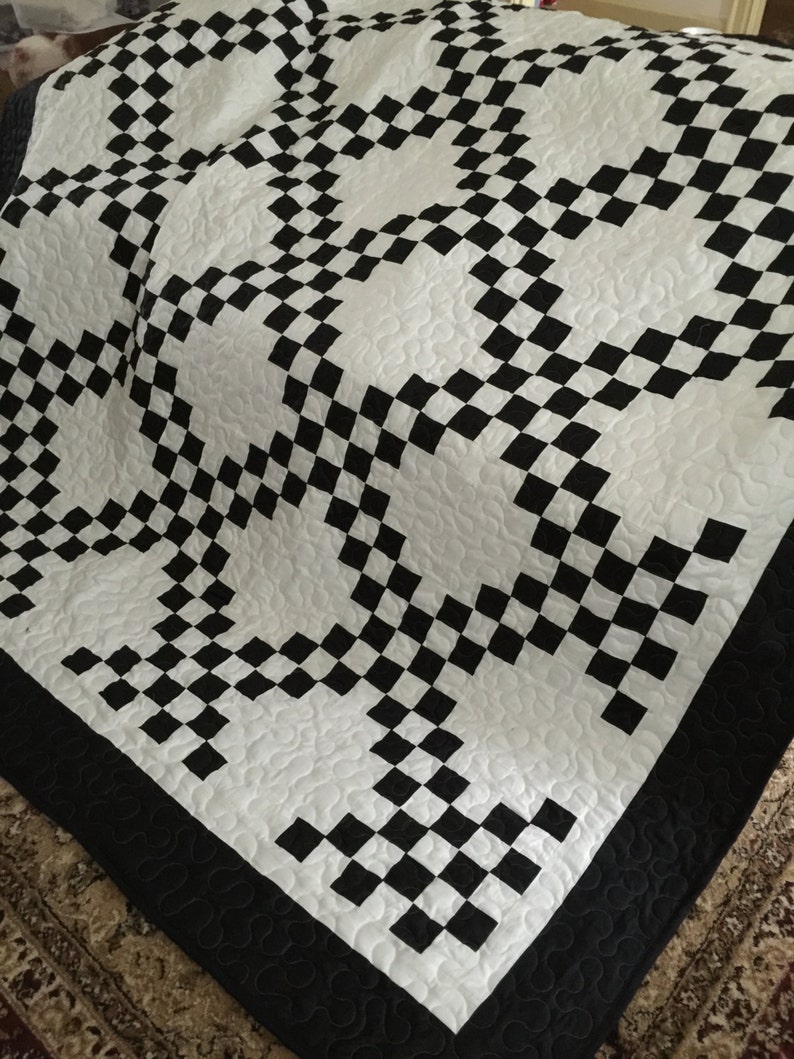 Quilt Black and White Double Irish Chain Queen image 3