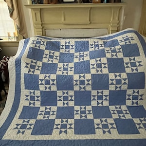 Quilt Indiana Blue and White Ohio Star Queen Made to Order