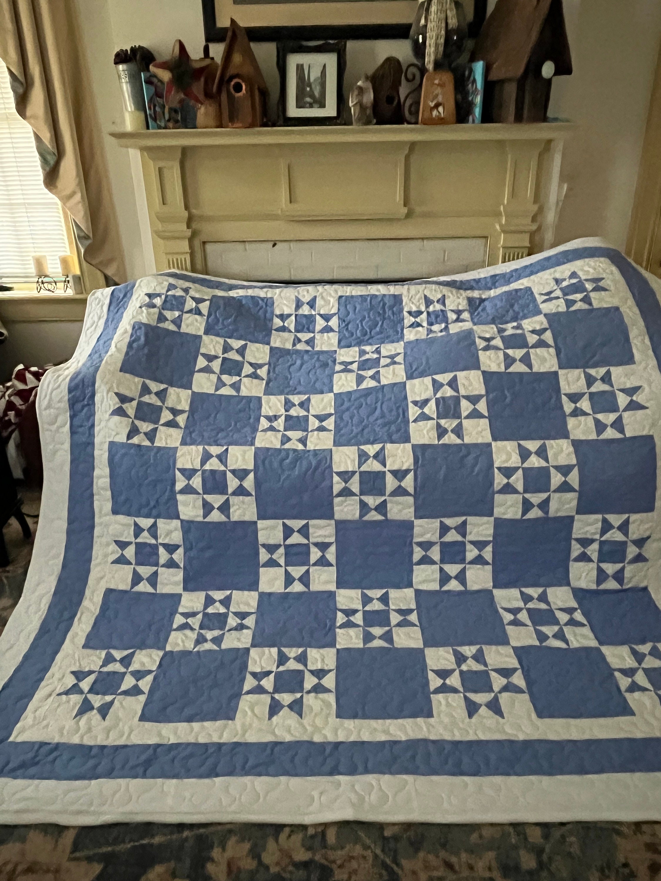 Quilt Indiana Blue and White Ohio Star Queen Made to Order