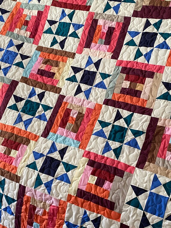 Quilt Courthouse Steps Ohio Star Queen Ready to Ship Etsy