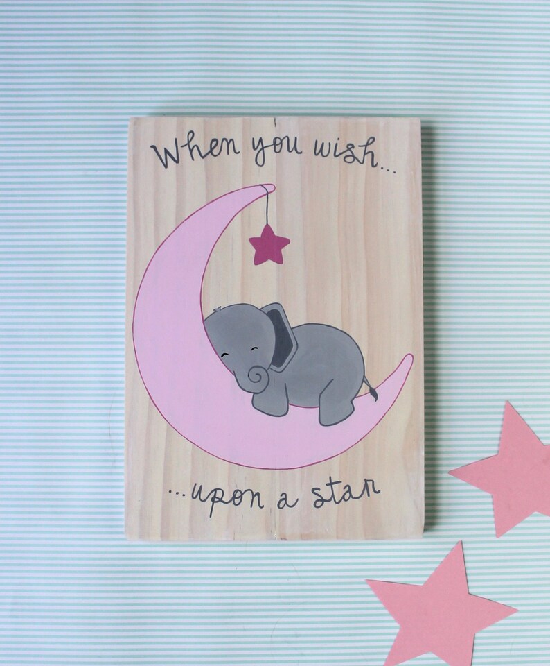 Little Girl Nursery or Bedroom Elephants and Stars Wall Art. Etsy