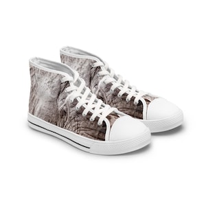 Sneakers Elephant Print High Top - Stylish Casual Footwear for Wildlife Lovers, Women&#39;s Shoes for Every Occasion