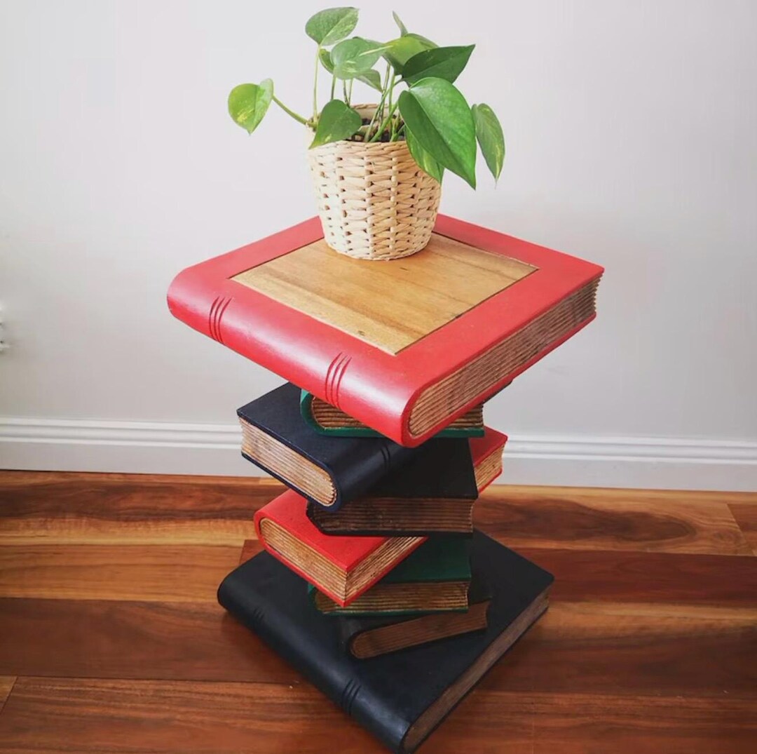 1474 Table Hand Carved Raintree Wood Corner Table French Art Rustic Accent Stool ...