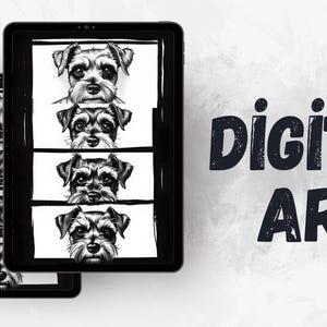 Miniature Schnauzer Dog Wall Art – Black and White Comic Print | Funny Dog Lover Gift | Schnauzer Home Decor, Pet Portrait Poster