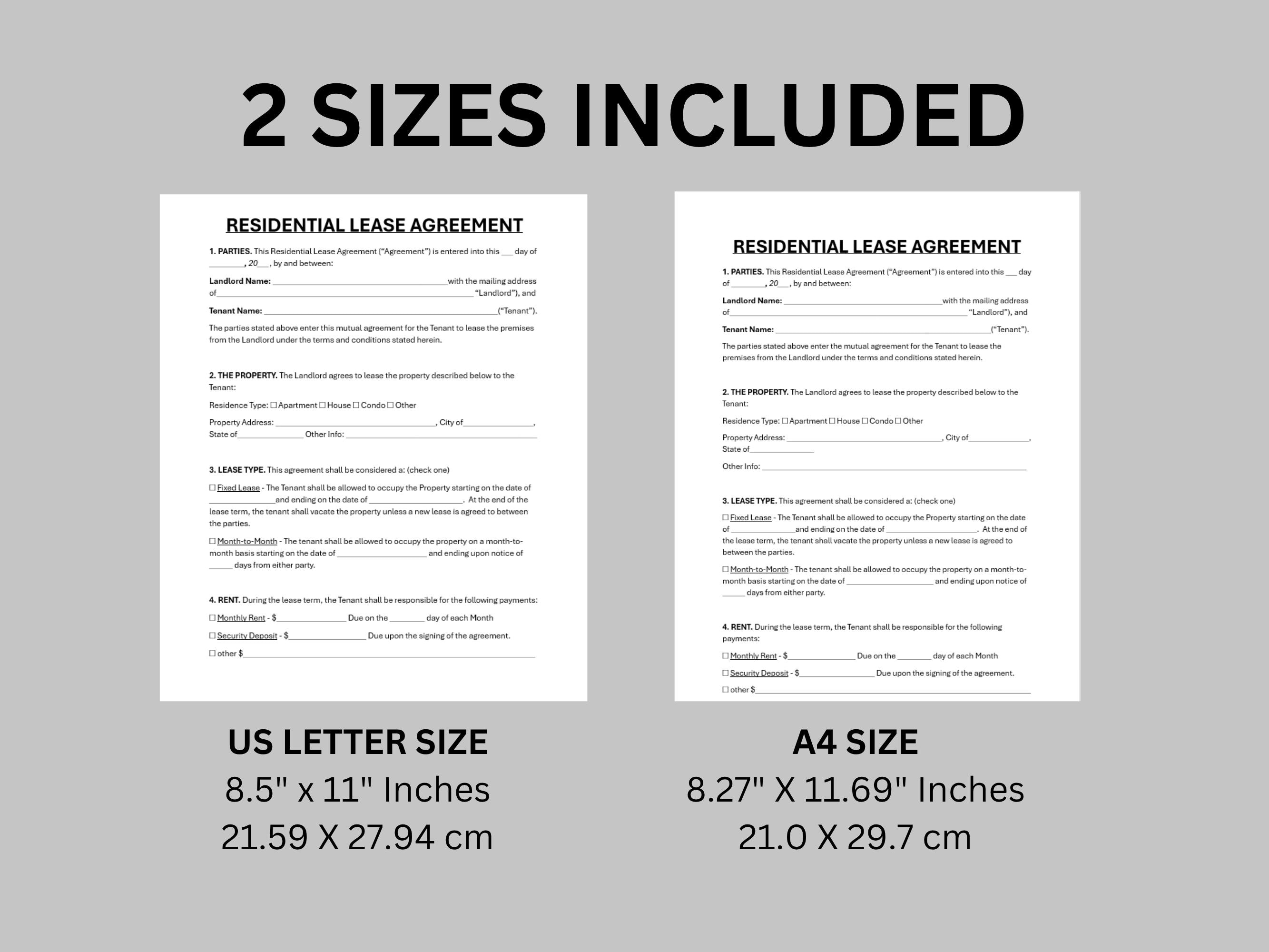 Editable Rental Agreement Template, Printable Lease Agreement ...