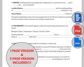 Editable Rental Agreement Template, Printable Lease Agreement, Residential Housing Agreement, Home Rental Agreement Google Doc MS Word PDF